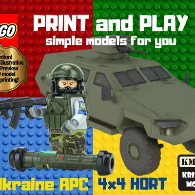 Mô hình xe bọc thép Ukraine 4x4 HORT (phong cách LEGO)