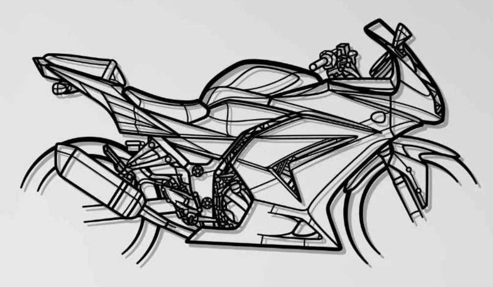 Mô hình treo tường 3D Kawasaki Ninja 250R 2008 ấn tượng - Image 1