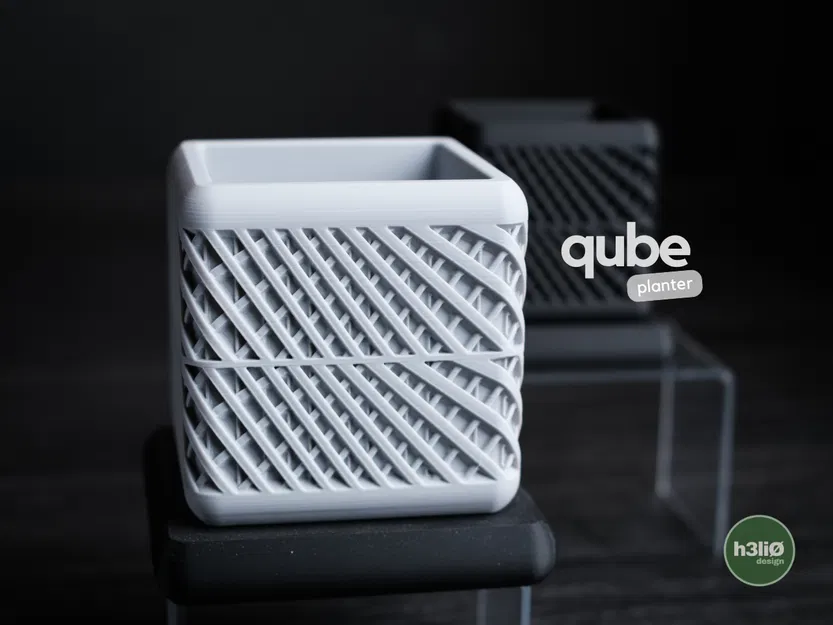 qube · planter: Chậu cây tối giản hiện đại có khay hứng nước - Image 1
