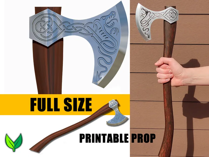 Rìu Chiến Viking In 3D – Bản Sao Kích Thước Thật Cho Cosplay & Trưng Bày - Image 1