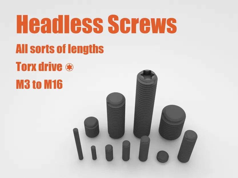 Ốc vít không đầu Torx M3 - M16 với nhiều kích thước (kèm file STEP) - Image 1