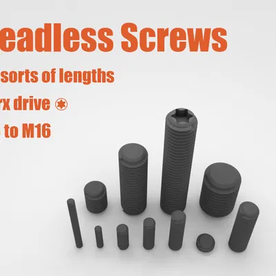 Ốc vít không đầu Torx M3 - M16 với nhiều kích thước (kèm file STEP)