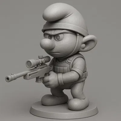 Mô hình 3D chú Smurf đặc nhiệm (Anti-Terrorist) cực ngầu cho game thủ