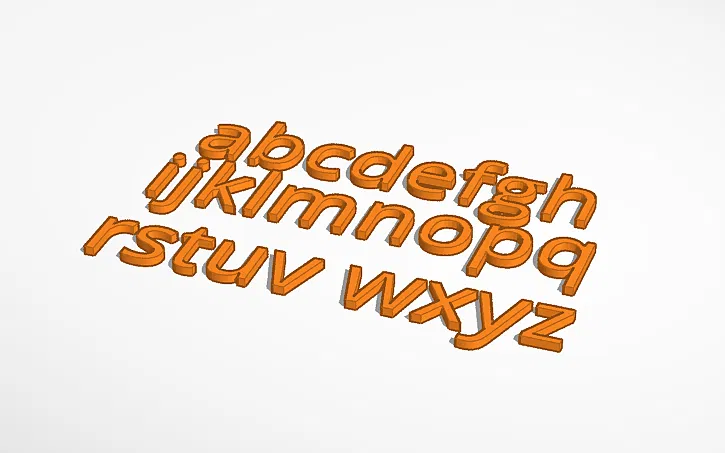 Mô hình chữ cái thường 3D (lowercase alphabet) dễ in ấn - Image 1