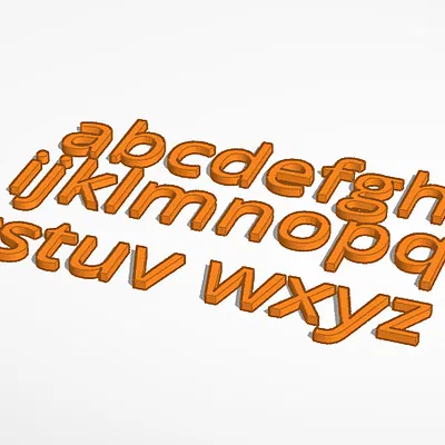 Mô hình chữ cái thường 3D (lowercase alphabet) dễ in ấn