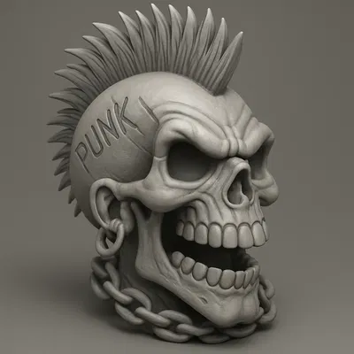Mô hình đầu lâu phong cách Punk cá tính cho máy in 3D