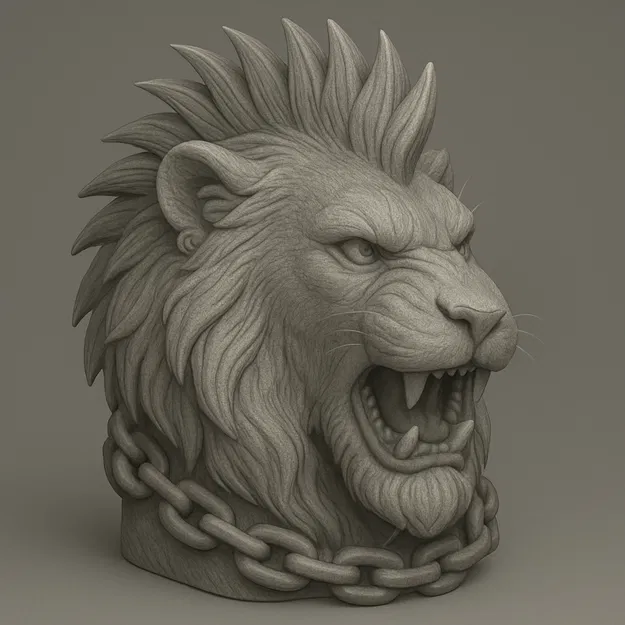 Mô hình tượng sư tử phong cách Punk - File STL độc đáo - Image 1