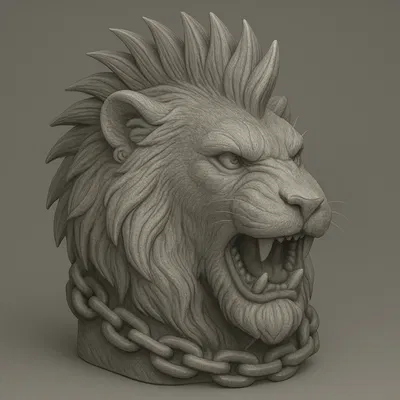 Mô hình tượng sư tử phong cách Punk - File STL độc đáo