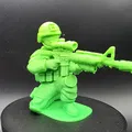 Mô hình lính bộ binh hiện đại Kneeling Army Man với súng M16 in 3D - Thumbnail 1
