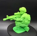 Mô hình lính bộ binh hiện đại Kneeling Army Man với súng M16 in 3D - Thumbnail 2