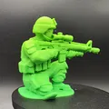 Mô hình lính bộ binh hiện đại Kneeling Army Man với súng M16 in 3D - Thumbnail 3