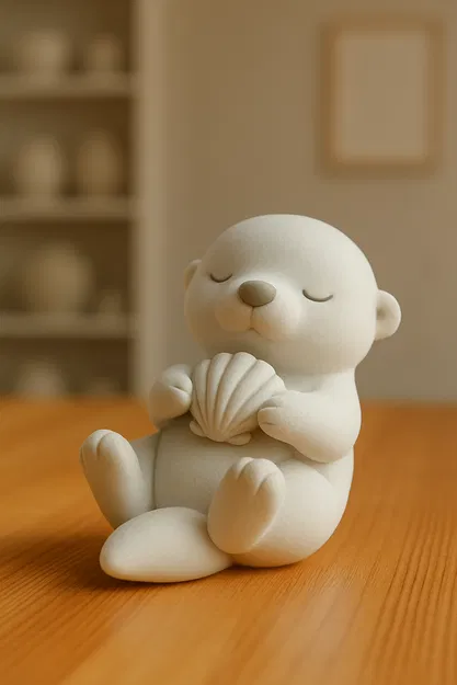 Mô hình 3D Otter Serenity chú rái cá dễ thương trang trí bàn làm việc - Image 1