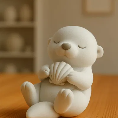 Mô hình 3D Otter Serenity chú rái cá dễ thương trang trí bàn làm việc