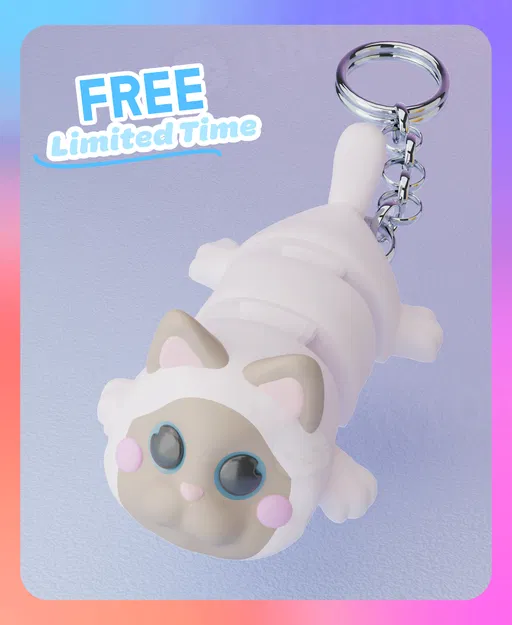 Móc khóa Mèo Bali nằm (Flexi Balinese Cat) - Phiên bản in một màu - Image 1