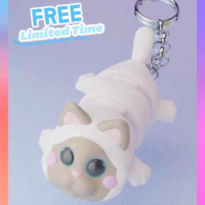 Móc khóa Mèo Bali nằm (Flexi Balinese Cat) - Phiên bản in một màu