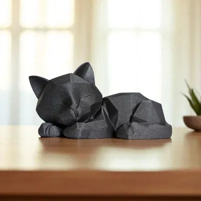 Mô hình Mèo con Low Poly đang ngủ cực xinh (Không cần support)