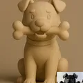 Mô hình chú chó đáng yêu ngậm xương (Sitting Dog With a Bone) in 3D - Thumbnail 1