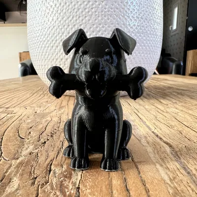 Mô hình chú chó đáng yêu ngậm xương (Sitting Dog With a Bone) in 3D