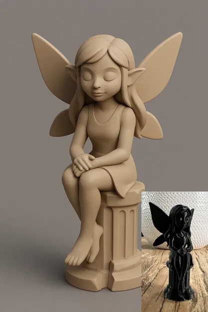 Tiên nhỏ ngồi trên cột trụ - Image 1