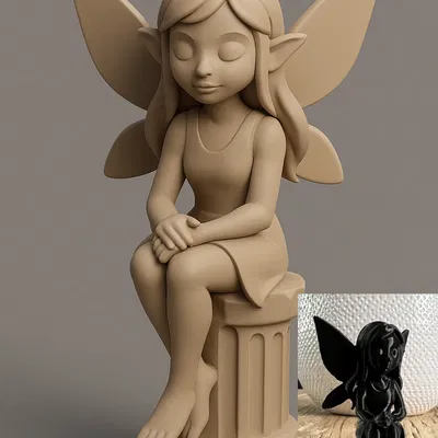 Tiên nhỏ ngồi trên cột trụ