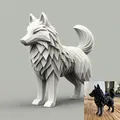 Mô hình Sói Đứng (Standing Wolf) nghệ thuật trang trí 3D ấn tượng - Thumbnail 1
