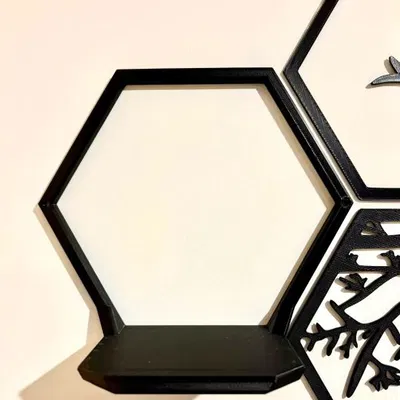 Tranh treo tường lục giác hình cây kèm chậu và kệ