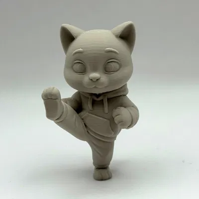 Mô hình chú mèo võ sĩ Karate Kitten in 3D độc đáo