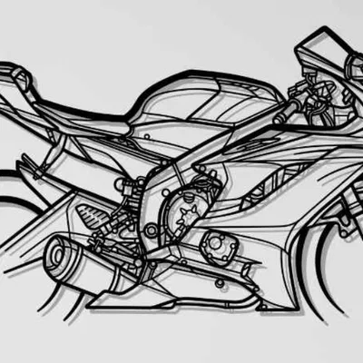 Mô hình trang trí tường Yamaha YZF-R6 2018 in 3D phong cách tối giản