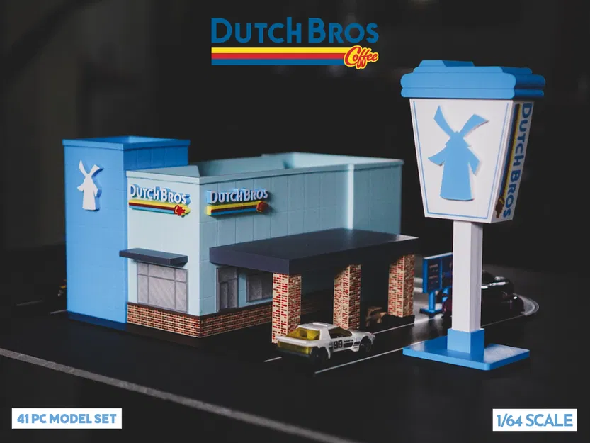 Bộ Mô Hình Dutch Bros Coffee - Diorama Tỉ Lệ 1:64 - Image 1