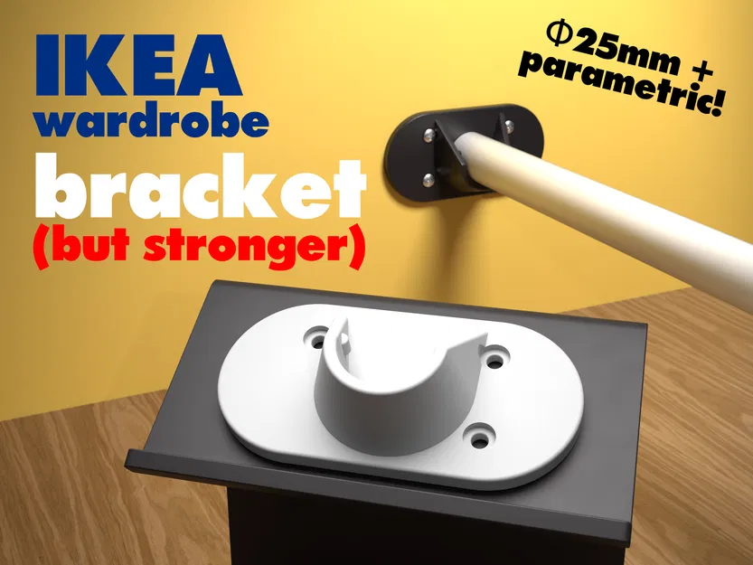 Bát đỡ thanh treo quần áo tùy biến siêu bền cho tủ Ikea Hjalpa - Image 1