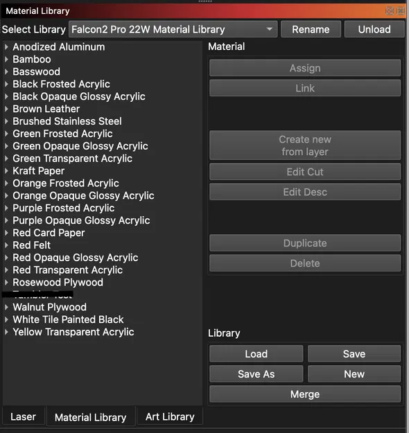 Thư viện vật liệu Lightburn cho Falcon2 Pro 22W - Image 2