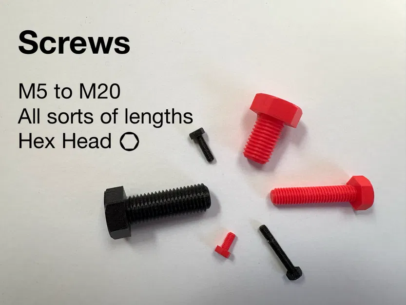 Bộ ốc Hex M5 - M20 đủ kích thước (kèm file STEP) - Image 2