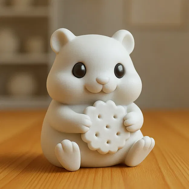 Mô hình 3D Hamster ôm bánh quy dễ thương để trang trí bàn làm việc - Image 1