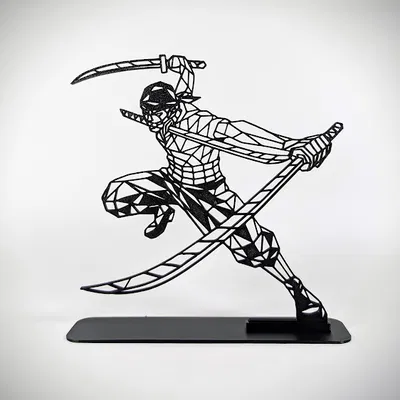 Low Poly Geometric Roronoa Zoro - One Piece