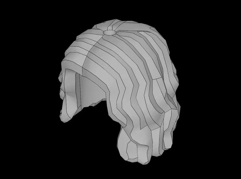 Mẫu tóc nữ gợn sóng rẽ ngôi giữa tương thích với LEGO (File STL) - Image 1