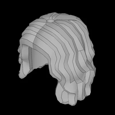 Mẫu tóc nữ gợn sóng rẽ ngôi giữa tương thích với LEGO (File STL)