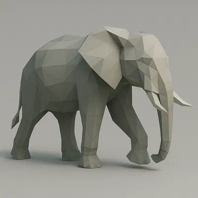 Low-Poly Elefant – Mẫu in 3D tối giản