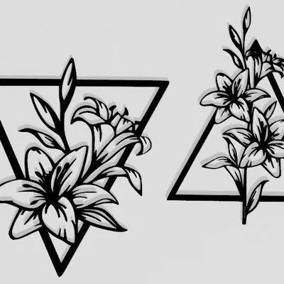 Mô hình trang trí nghệ thuật hoa và tam giác Kroon - In 3D tinh tế