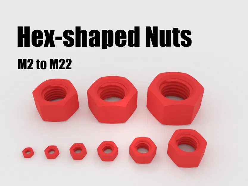 Bộ sưu tập đai ốc lục giác M2 - M22 (kèm file STEP) - Image 1