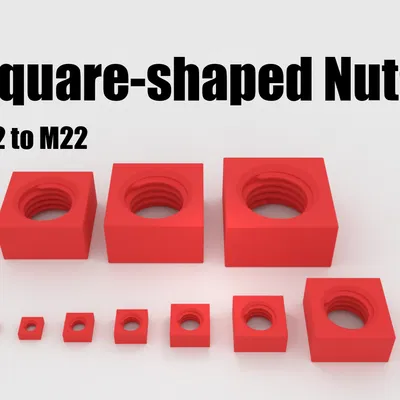 Bộ đai ốc hình vuông M2 - M22 (bao gồm file STEP)
