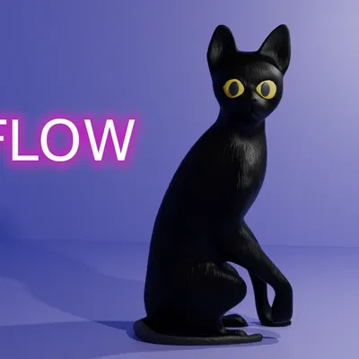 Tượng mèo trang trí Flow Cat - Mô hình in 3D nghệ thuật độc đáo