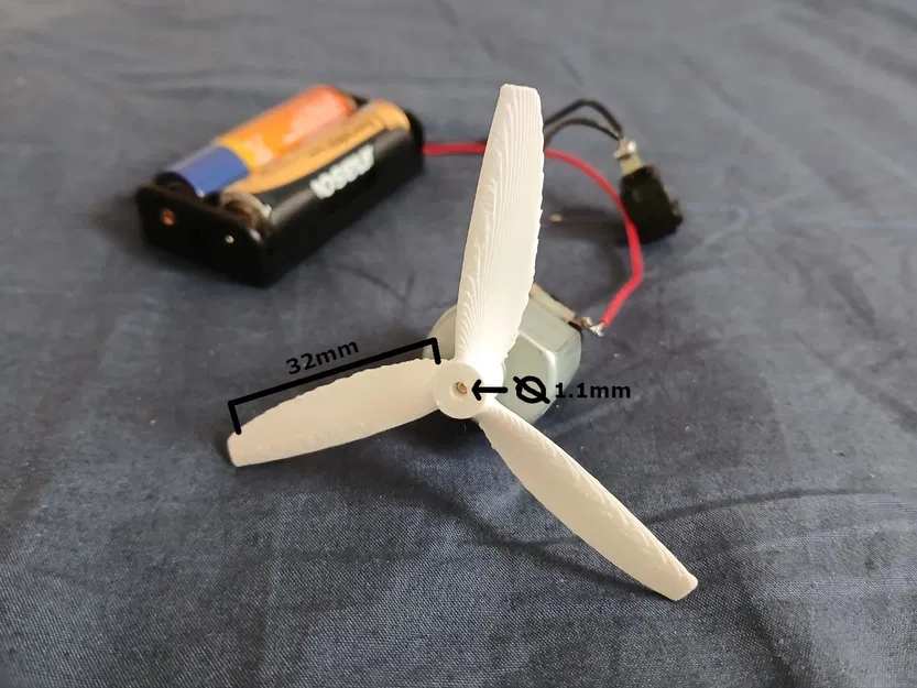 Cánh quạt 3 cánh mini cho động cơ 3V - In 3D dễ dàng - Image 2