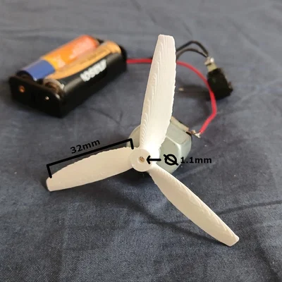 Cánh quạt 3 cánh mini cho động cơ 3V - In 3D dễ dàng