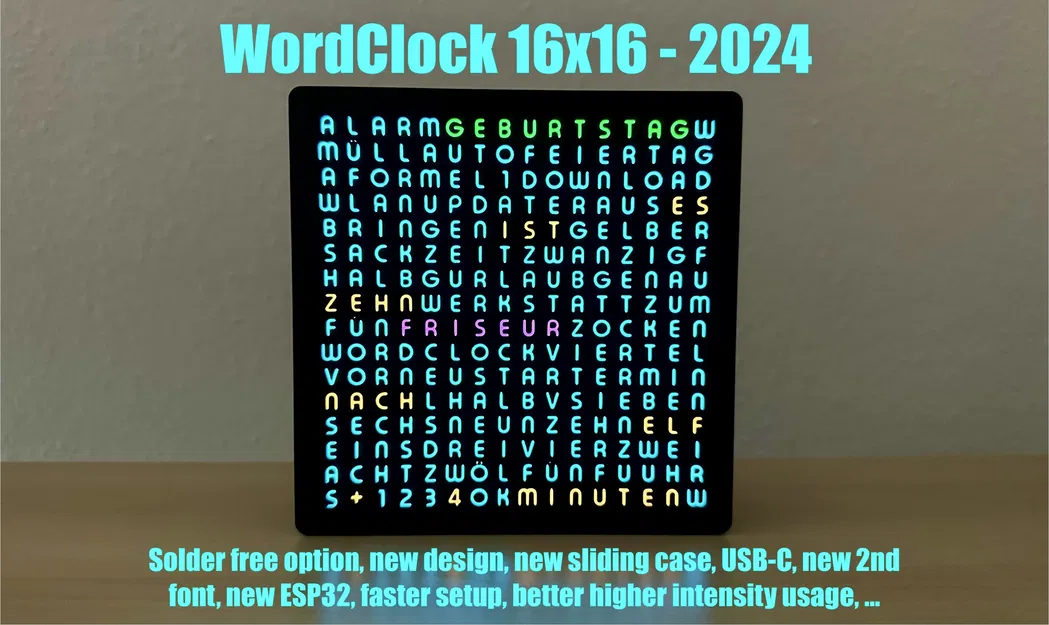 WordClock 16x16 - 2024 - Image 1