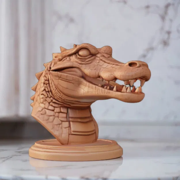 Tượng đầu cá sấu trang trí 3D ấn tượng - File in 3D độc đáo - Image 1