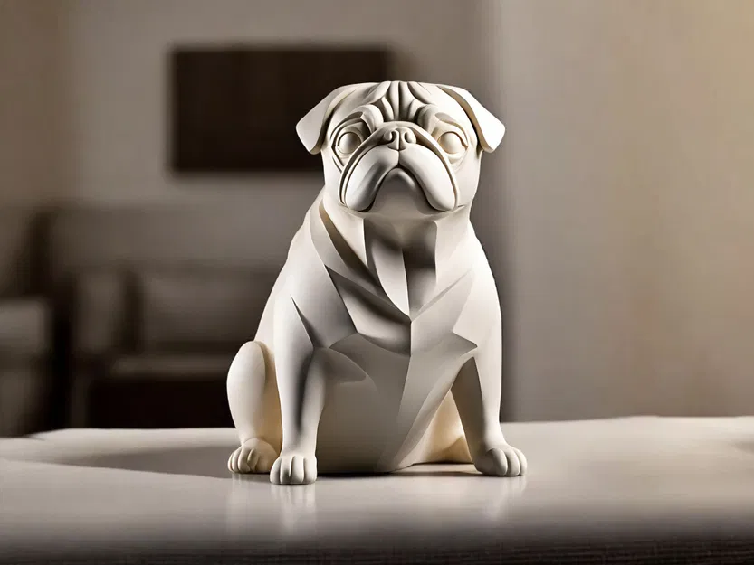 Tượng Chó Pug Mũm Mĩm Phong Cách Tối Giản - Image 1