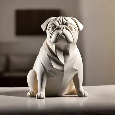 Tượng Chó Pug Mũm Mĩm Phong Cách Tối Giản