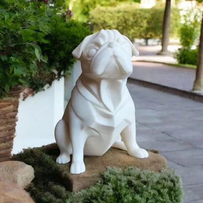 Tượng Chó Pug Mũm Mĩm Phong Cách Tối Giản