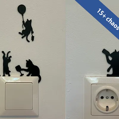 Trang trí công tắc tường - Hội mèo Party Cats