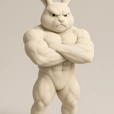 Mô hình chú thỏ cơ bắp độc đáo (Muscular Bunny) in 3D cực chất